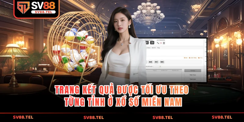 Trang kết quả được tối ưu theo từng tỉnh ở xổ số miền Nam